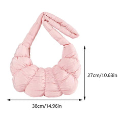 Bag Large Capacity Crescent Bag for Women's Solid Color Puffer Trendy Shoulder Bag