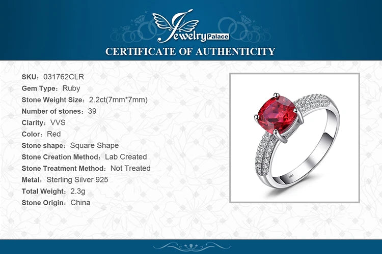 JewelryPalace Green Simulated Nano Emerald Created Ruby Ring 925 Sterling Silver