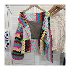 Colorful Sweater Coat Women's Autumn Fashion Unique Top Style Slim and Versatile