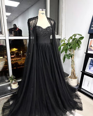 Homecoming Dresses: Black Beaded Glitter A-line Wedding Dress Elegant Detachable