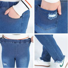 Plus Big Size 9XL 8XL 7XL Stretched Ripped Jeans For Women