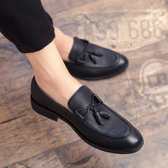 Men Tassel Loafers Leather Formal Shoes Elegant Dress Shoe Simple Slip On Man