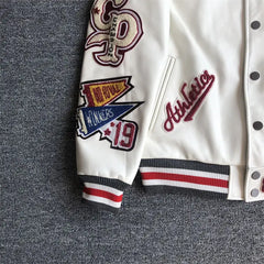 Men's spring and autumn baseball uniform Y2K retro trend leather jacket heavy