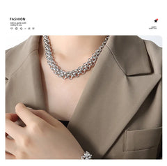 Buckle Stainless Steel Necklaces Bracelet For Women Men Personalized Hip Hop Rock