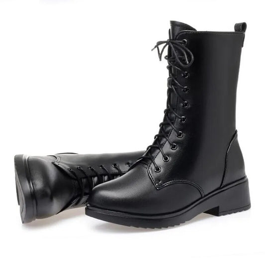 Women's winter shoes Genuine Leather Boots Women Military Large size