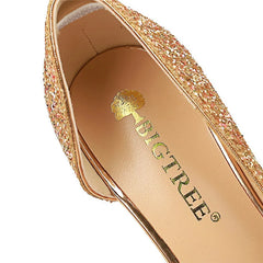 Women 7cm 10.5cm Super High Heels Blue Gold Pumps Sequins Bling Low Heels
