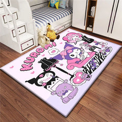 Kuromi Sanrio Lovely Carpet Rug for Living Room Bedroom Decoration Picnic Camp