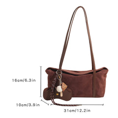 Women Shoulder Bag with Inner Pocket Flap Underarm Bag Solid Retro