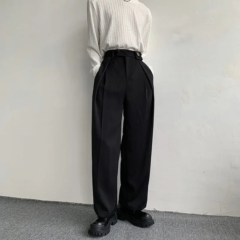 Black Suit Pants Men Fashion Social Mens Dress Pants Korean Loose Oversized