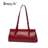 Women Shoulder Underarm Bag Split Leather Red Ladies Soft Handbag