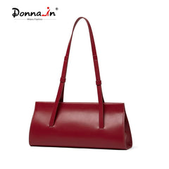 Women Shoulder Underarm Bag Split Leather Red Ladies Soft Handbag