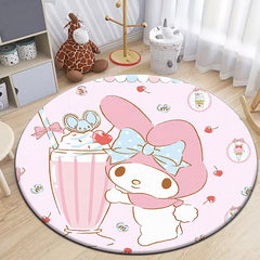 Cartoon HD Printed Round Carpet for Living Room Rugs Camping Picnic Mats