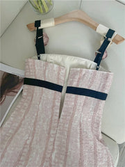Formal attire Dresses: Women Slim Suspender Contrast Color Tie Up Floral Dress