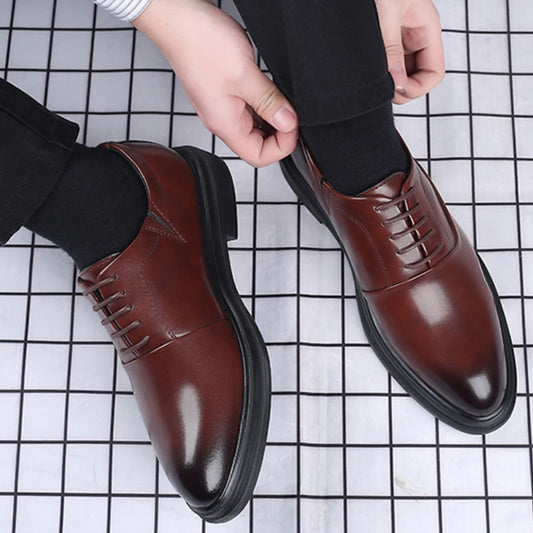 Leather Shoes Men's Breathable Black Soft Bottom Man Business Formal