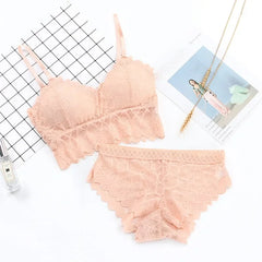 Women's Bra Set Beauty Back Tops Lace Push-up Bras and Panty Sets