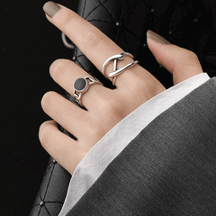 925 Sterling Silver Rings Party Jewelry Vintage Charm Double Layer