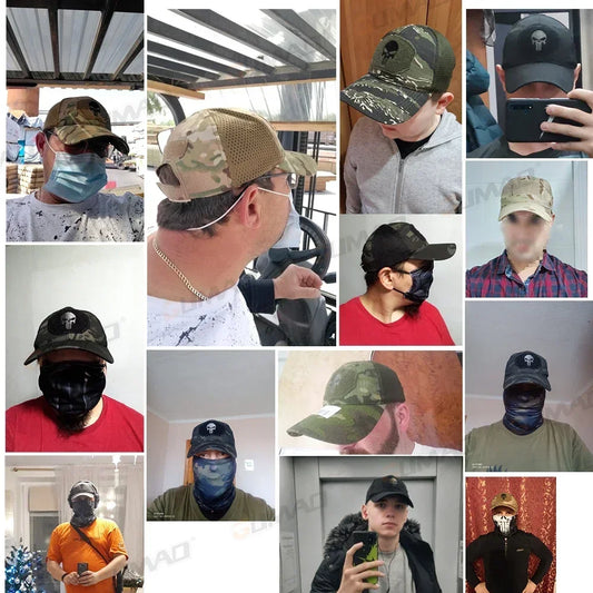 Outdoor Camouflage Adjustable Cap Mesh Tactical Skull Cap Army Airsoft Fishing