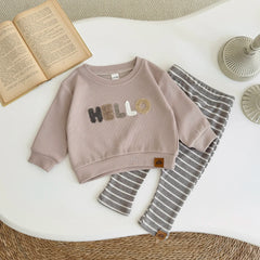 Baby Boy Clothing Set Sports Shirt Hooded Sweatshirt+Long Pants Children's Long Sleeved Clothing Set Towel Embroidery Label Set