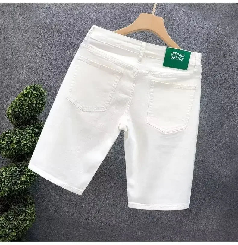 Cowboy White Black Jeans for Men Trendy Slim Fit Casual Pants Boyfriend Jeans Shorts