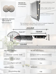 5 Inch Santoku Knife Japanese Damascus Stainless Steel 67 Layers Japanese