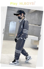 Autumn Children Boy Clothes Set Stripe Sweatshirts and Pants 2PCS Suit Teenage Girls Pullover Top Bottom Outfits Tracksuits