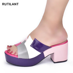 Italian Lady Shoes Multicolor Design Wedges Shoes for Women Platform Shoes