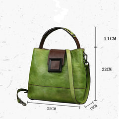 Women's Bag Retro Genuine Leather Shoulder Bags Handmade Women Bucket Bag