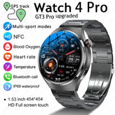 2025 New Watch 4 Pro GPS NFC Smart Watch Men 360*360 AMOLED Screen Heart Rate Bluetooth Call Waterproof Sports Man Smartwatch