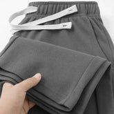 Men's Loose Straight Pants Diagonal Stripes Elastic Waist All-match Ankle Length Pants