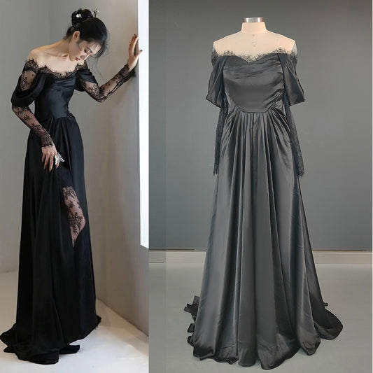 White Bridesmaid Dresses: Off Shoulder Lace Wedding Gowns Big Size A Line