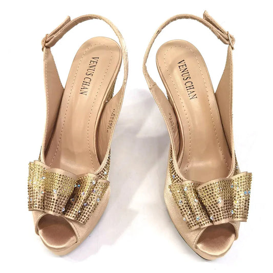 Matching Shoes and Bags: Peep Toe Square Heel Ladies Shoes Matching Bag Set