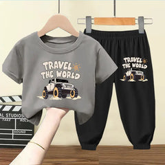 Summer Baby Boy Clothes Set Children Girls Cartoon Printed T-shirts and Shorts 2 Pieces Suit Kid Short Sleeve Top Bottom Outfits