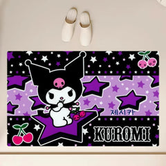 Cartoon Kuromi Cute Floor Mat Anti-Slip Bathroom Kitchen Bedroom Living Room