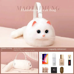 Lolita Plush Cute Cat Bag Women Harajuku Animal Circular Fur Soft Kawaii