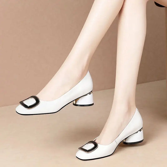 Women Light Weight European Stylish Elegant Green Square Heel