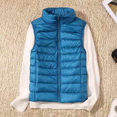 Down Jacket Women Sleeveless Ultra Light Down Vests Slim Jacket Girl Gilet Lightweight