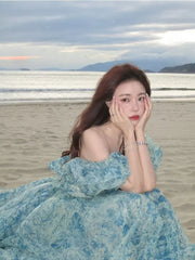Formal attire Dresses: Women Puff Sleeve Elegant Princess Long Dress
