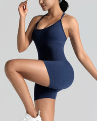 Yoga Cross Backless Fitness Jumpsuit Woman One Piece Running Workout Sleeveless