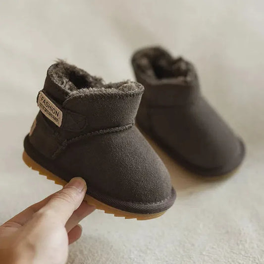 Baby Snow Boots Warm Plush Leather Toddler Shoes Fashion Boys