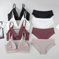 Women Seamless Bras Set Low Rise Panties Non Wired Bra Comfort Bralette