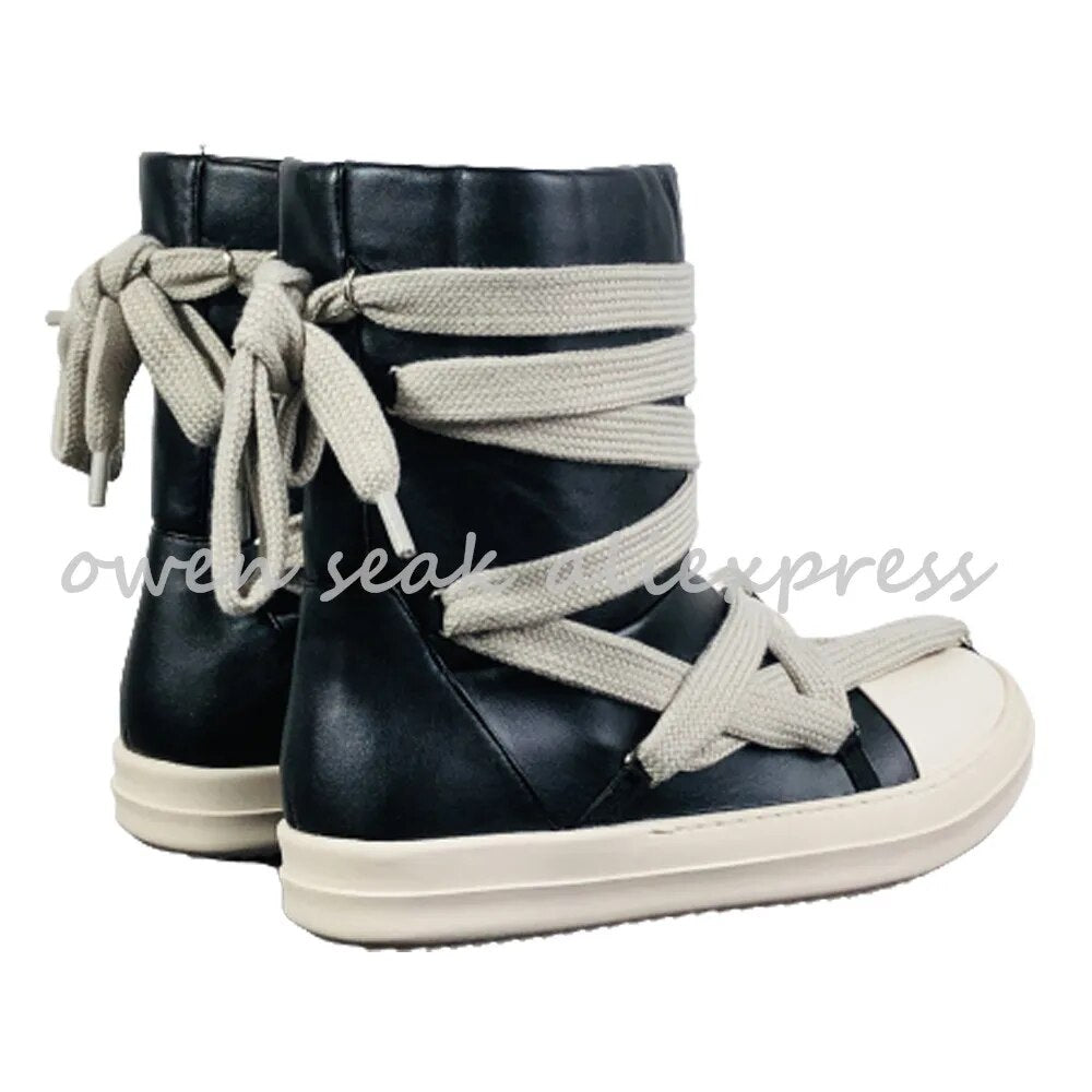 Owen Seak Women Snow Boots High-TOP Sneakers Men PU Leather Luxury Trainers