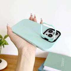 Kickstand Phone Case for iPhone 15 Pro Max 16 Pro Solid Color Matte TPU Funda Lens Protector Cover for iPhone 16 15 14 13 12 11