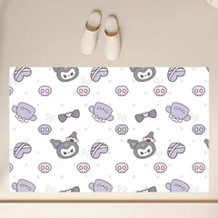 Cartoon Kuromi Cute Floor Mat Anti-Slip Bathroom Kitchen Bedroom Living Room