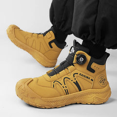 Fashion Black Men Motorcycle Boots Knob Design Biker Boots Men Ankle Boots Non-slip Outdoor Work Boots for Men botas masculino