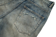 Harajuku Streetwear Washed Dirty Baggy Blue Jeans for Men and Women Straight