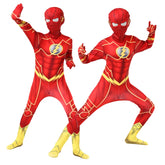 Kids Flash Man Boys Cosplay Costume Set with Headgear And Mask for New Year Carnival Party Fancy Dress Outfit