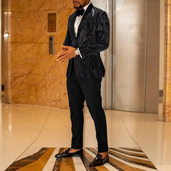 men's fashion gold sequin applique suit suit casual suit jacket song two-piece set