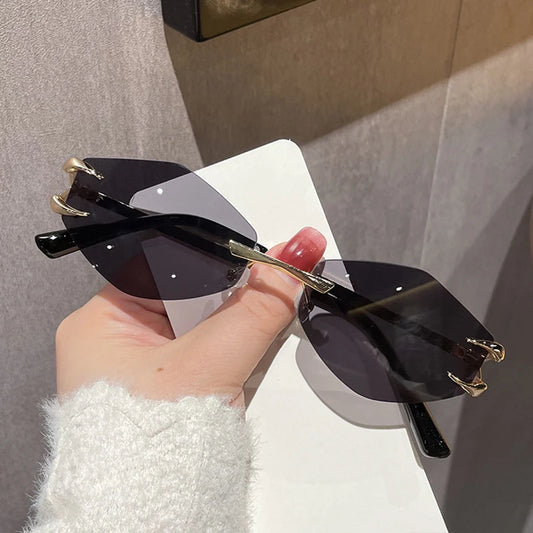 Women's Sunglasses Fashion Rimless Rhombus Sun Glasses for Female