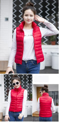 Down Jacket Women Sleeveless Ultra Light Down Vests Slim Jacket Girl Gilet Lightweight