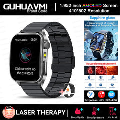 2025 Laser Treatment Three High SmartWatch 1.95" Sapphire Curved Screen ECG+PPG Blood fat Uric Acid Health Diagnosis Smartwatch